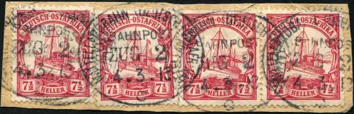 DOA 1913 Bahnpost Mittellandbahn Zug 2c Briefstück 4 Stempel / 5