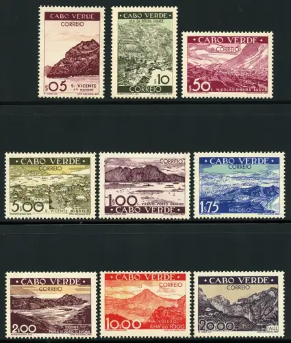 Kap Verde 1948 Landschaften Freimarken Vulkan 260-268 Ungebraucht Falzrest Mint