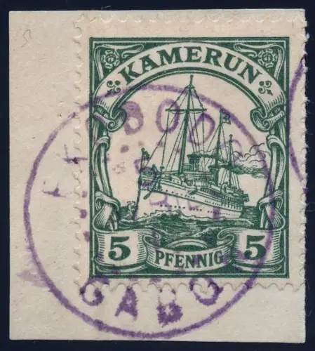 Kamerun 1913 Michel 21 ° Ekododo Gabon Violett 5/4/13 Briefstück Gepr BPP/ 121