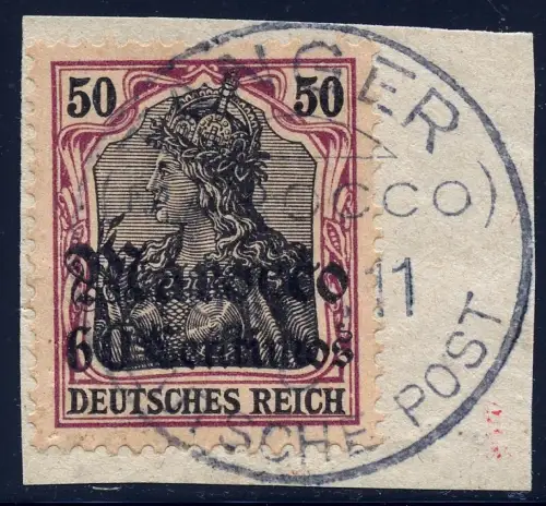 DP Marokko 1911 Michel 41 ° Tanger c cc Type 5 Kabinett Briefstück / 99