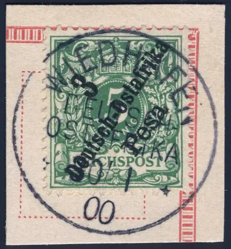 DOA 1900 Michel 7 ° Wiedhafen 30/1/00 Luxus Briefstück / 304