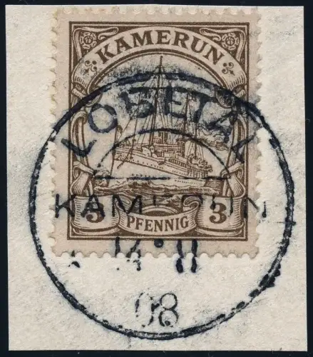 Kamerun 1908 Michel 7 ° Lobetal 14/11/08 Briefstück Luxus / 51