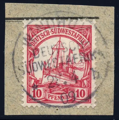 DSWA 1909 Michel 26 Windhuk b 28/4/09 Type 4 Kabinett Briefstück Selten / 148