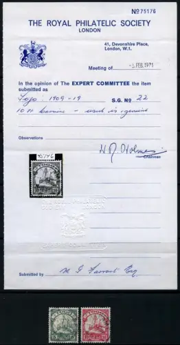 Togo 1914 Michel 21-22 ° Atakpame und Lome Fotoattest RPS / 21