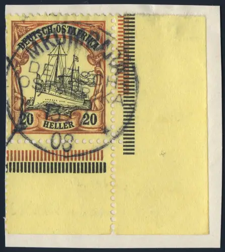 DOA 1908 Michel 26 Ecke ° Mkumbara 13/7/08 Briefstück / 301