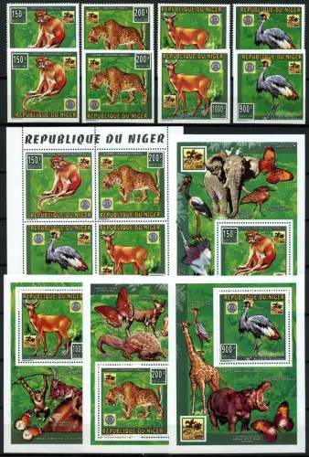 Niger 1996 Pfadfinder Tiere Vögel 1181-1184 + KLB + Blocks (5) A & U MNH / 584