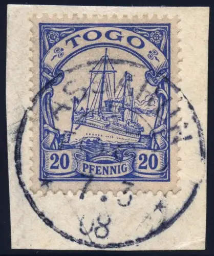 Togo 1908 Michel 10 ° Assahun 7/3/08 Briefstück Kaiseryacht Einwandfrei / 39