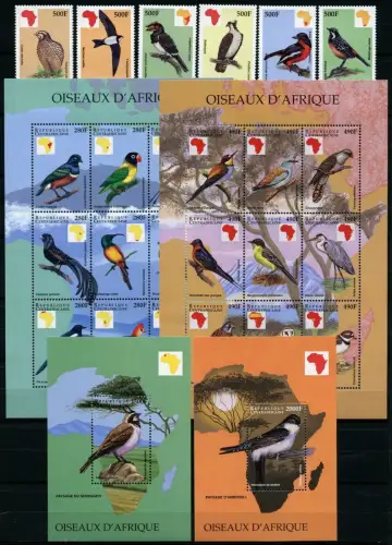 Zentralafrika 1999 Vögel Wachtel Hornvogel 2165-2188 Block 620-621 A/B MNH/659