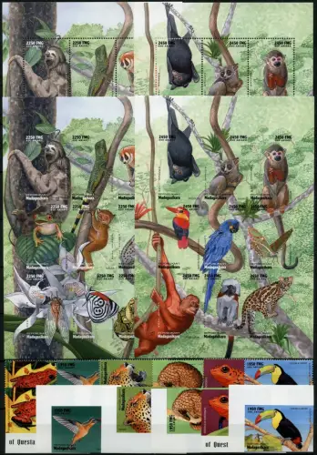 Madagaskar 1999 Vögel Tiere Frosch Jaguar Zikade 2154-2177 A + U Imperf MNH/ 723