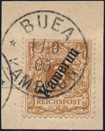Kamerun 1900 Michel 1  °  1/10/00 Buea Briefstück Luxus Geprüft BPP / 73