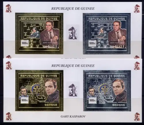 Guinea 2002 Schach Chess Echecs Scacchi Kasparov Silber Gold Block 745-746 MNH