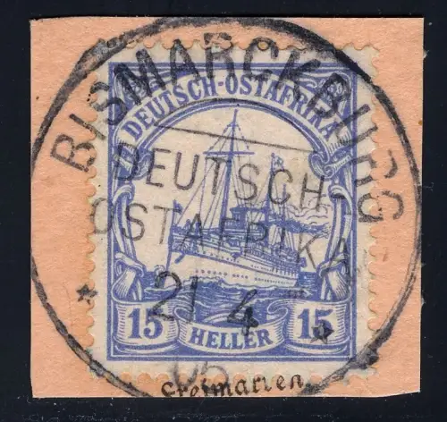 DOA 1905 Michel 25 ° Bismarckburg 21/4/05 Luxus Briefstück/Postanweisung / 318