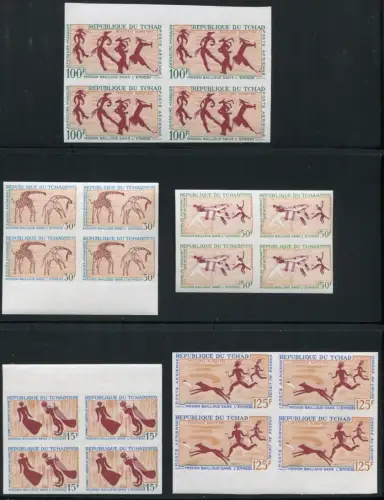 Tschad Tchad 1967 Felszeichnungen Rock Paintings Blocks/4 Ungezähnt Imperf MNH