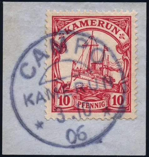 Kamerun 1906 Michel 9 ° Campo Blauschwarz 3/10/06 Briefstück Luxus / 68
