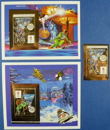 10/ Guinea 1990 Olympiade Olympics 1992 Gold Imperf 1278 B Block 352-353 B MNH