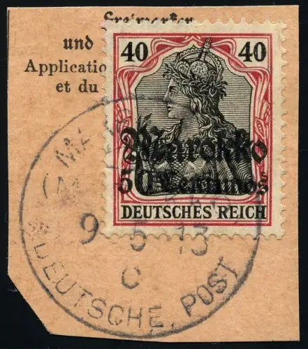 DP Marokko 1913 Michel 52 ° Marrakesch c 9/5/13 Type 5 Luxus Briefstück/PA / 89