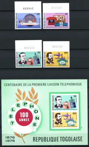 227/SPACE RAUMFAHRT 1976 Togo Telefon Telephone 1150-43 + Bl.102 B Imperf ** MNH