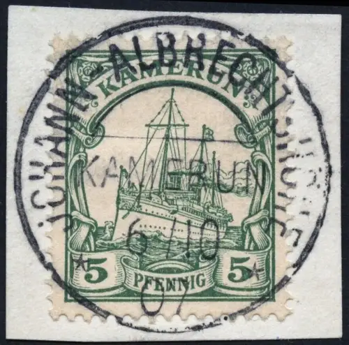 Kamerun 1907 Michel 8 ° Johann-Albrechtshöhe 6/10/07 Briefstück Luxus / 67
