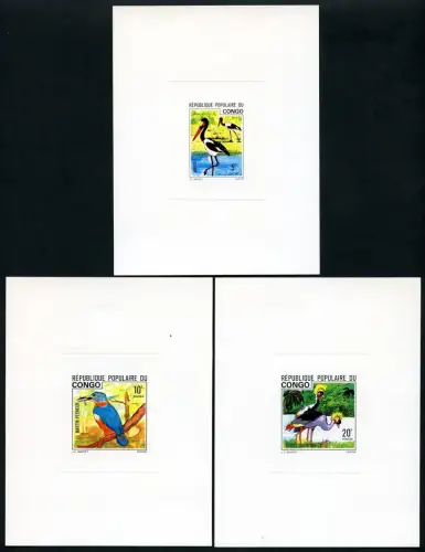 Kongo Congo Brazzaville 1976 Vögel Storch Kranich 544-546 Epreuve Deluxe MNH/849