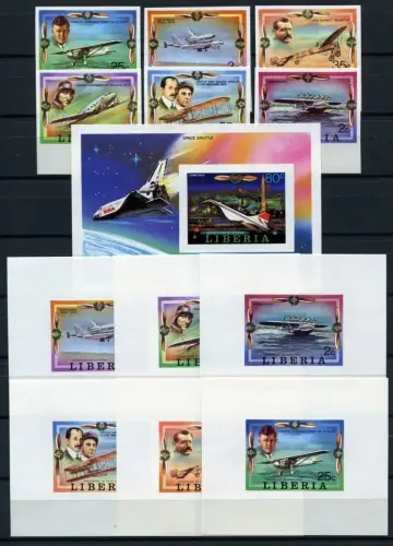 445/SPACE RAUMFAHRT 1978 Liberia Luftfahrt 1047-1052 + Block 88 + Deluxe Blocks