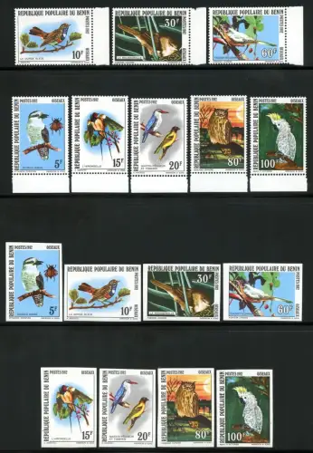 Benin 1982 Vögel Kakadu Eule Liest Schwalbe Kockaburra A und U Imperf MNH / 777