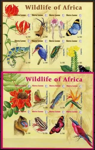 Sierra Leone 1995 Vögel Gazelle Eisvogel Blumen 2402-2417 U Ungezähnt MNH / 622