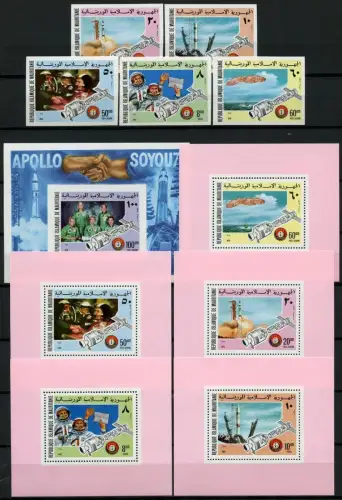 Space Raumfahrt 1975 Mauritania Mauretanien 522-526 Block 13 + Deluxe MNH/1160