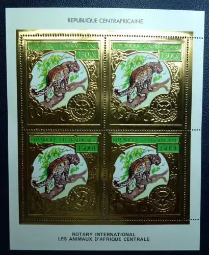 Zentralafrika Central Africa 1982 Leopard Rotary Gold 819 A Kleinbogen MNH