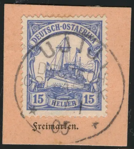 DOA 1905 Michel 25 ° Ujiji 1/11 05 Kabinett Briefstück/Postanweisung / 310