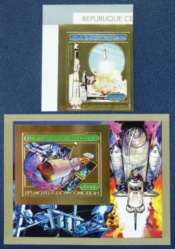 402/SPACE RAUMFAHRT 1982 Zentralafrika Space Shuttle Gold 832 Block 181 B Imperf