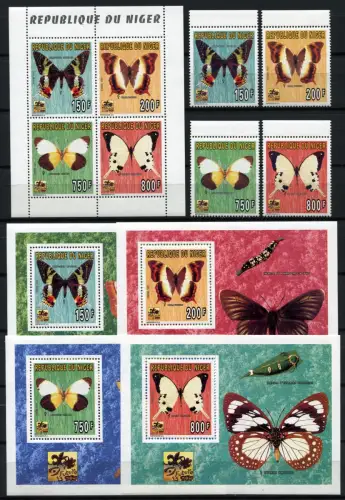 Schmetterlinge 1996 Niger Pfadfinder Scouts 1186-1189 + KLB + Blocksatz /167