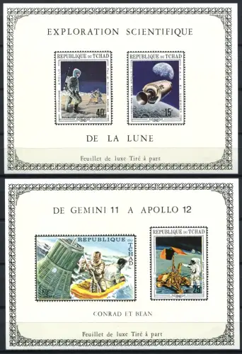 247/SPACE RAUMFAHRT 1970 Tschad Chad Apollo 291-294 Deluxe Blocks (2) MNH