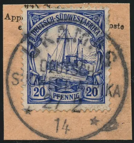 DSWA 1914 Michel 27 ° Ukamas 27/2/14 Luxus Briefstück/Postanweisung / 183