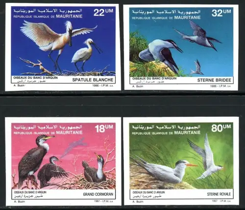 Mauretanien 1986 Vögel Wasservögel 901-2 + 923-924 A & U Ungezähnt ND MNH / 578