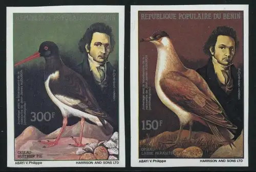 Benin 1985 Audubon Vögel Gemälde Zeichnungen Birds 417-418 U Imperf MNH / 237
