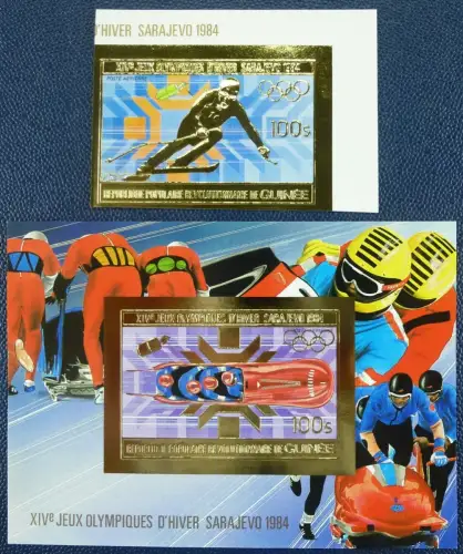 386/SPACE RAUMFAHRT 1983 Guinea Olympics Sarajewo Gold 971 B Block 79 B Imperf 