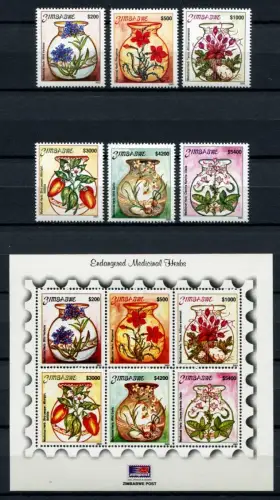 Zimbabwe Simbabwe 2003 Heilpflanzen Medicinal Plants 768-773 Block 11 MNH