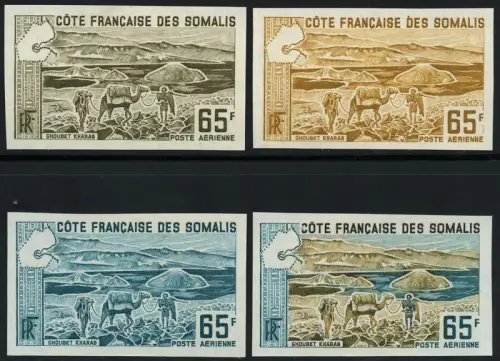 Frz. Somaliküste 1965 See Vulkan Berge 366 U Farbproben Color Proofs MNH