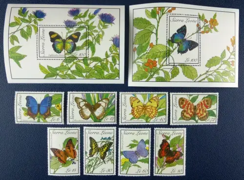 Schmetterlinge Butterflies 1989 Sierra Leone 1279-1286 Block 109-10 MNH / 279
