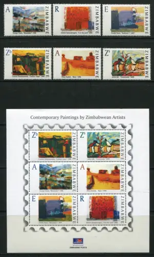 Zimbabwe Simbabwe 2009 Gemälde Paintings Kunst Art 913-918 Block 26 MNH