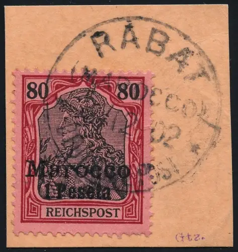 DP Marokko 1902 Michel 15 ° Rabat 6/12/02 Type 1 Luxus Briefstück/PA / 79