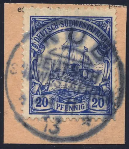 DSWA 1913 Michel 14 ° Kub 2/11/13 Luxus Briefstück/Postanweisung / 120