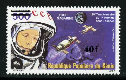 Space Raumfahrt 1984 Benin Gagarin Kosmonaut Raumkapseln Aufdruck 362/1086