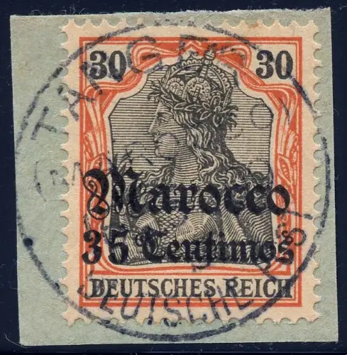 DP Marokko 1909 Michel 26 ° Tanger b 16/5/09 Type 4 Luxus Briefstück / 100