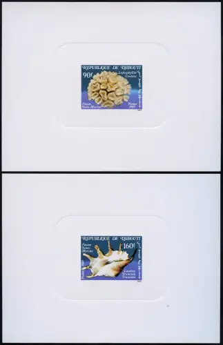 Djibouti Dschibuti 1989 Koralle Muschel Schnecke Epreuve de Luxe 516-517 MNH