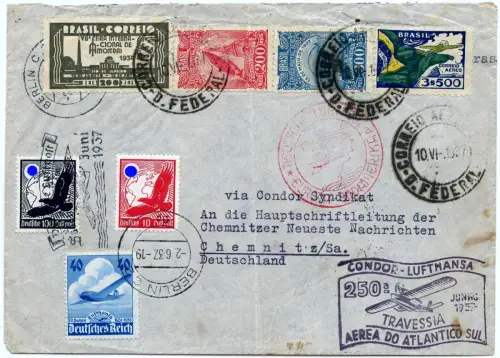 Katapult 1937 Dt. Reich 250. Hin- und Rückflug Chemnitz Catapult H 547c / 1585