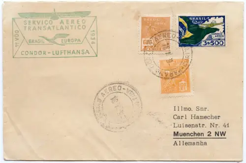 Katapult 1934 Brasilien 1.Post Sonderstempel Brief München Catapult H 301 a/1586