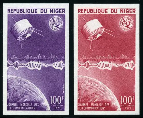 Space Raumfahrt 1971 Niger ITU UIT Satellit 290 U Imperf Farbproben MNH/1229