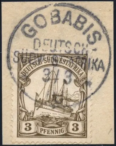 DSWA 1908 Michel 24 ° Gobabis 3/3/06 Briefstück Luxus / 105