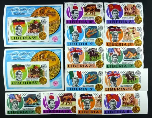 Olympiade Olympics 1972 Liberia 1973 Sieger 855-860 Block 64 A/B Postfrisch / 3